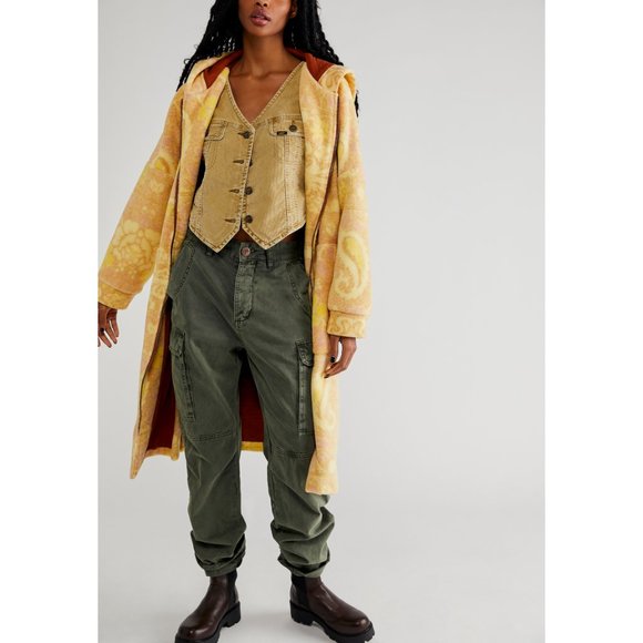 🎉LAST CHANCE🎉 FREE PEOPLE Cozy Printed Blanket Hoodie / Sunset Combo - Picture 1 of 13